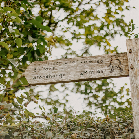 Follow hiking trails through the Wiltshire countryside
