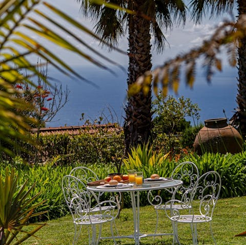 Enjoy some Portuguese pastries in the magical garden setting for breakfast