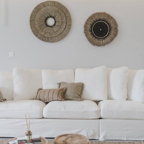 Kick back and relax in the boho-chic living space