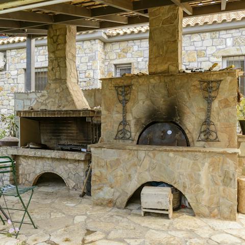 Try your hand at cooking some Greek delicacies in the outdoor kitchen