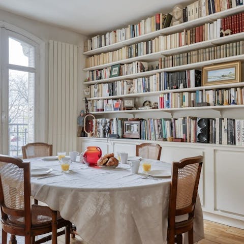 Choose a book and enjoy a glass of French wine