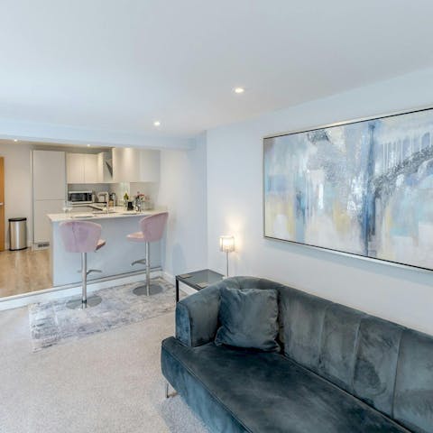 Stretch out in the bright living space