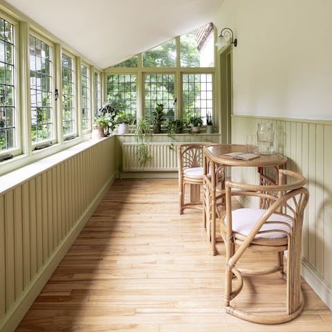 Set the table ready for a tasty breakfast in the tranquil sun room