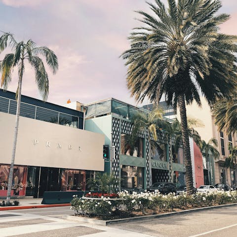 Go shopping on the iconic Rodeo Drive,  a twenty-five minute walk away