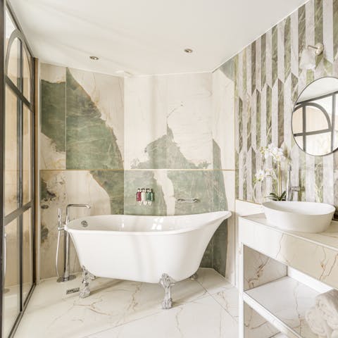 Soak in the freestanding bath after a day exploring Paris