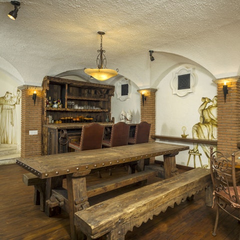 Create your own cocktail at the rustic-style bar