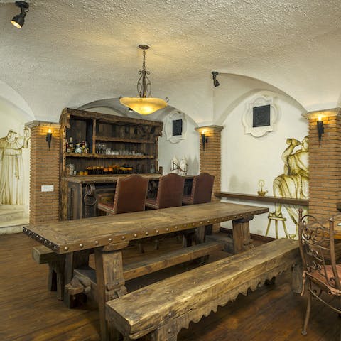 Create your own cocktail at the rustic-style bar