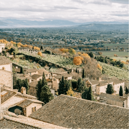 Take a scenic drive to the hilltop town of Assisi