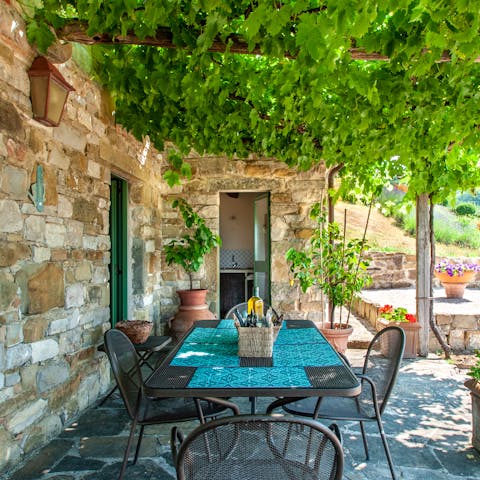 Lay the table for a lazy lunch beneath the vines