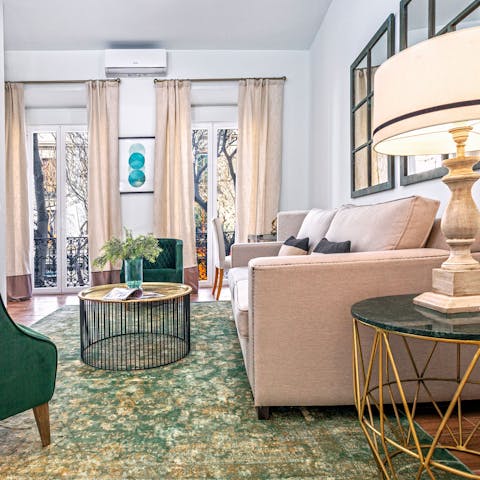 Read or rest on the sofa in the lovely, light filled sitting room
