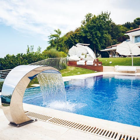 Make a splash in the private swimming pool