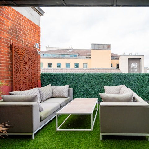 Relax on the private terrace with a cup of tea or a glass of wine