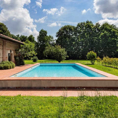 Take a refreshing dip in the private swimming pool