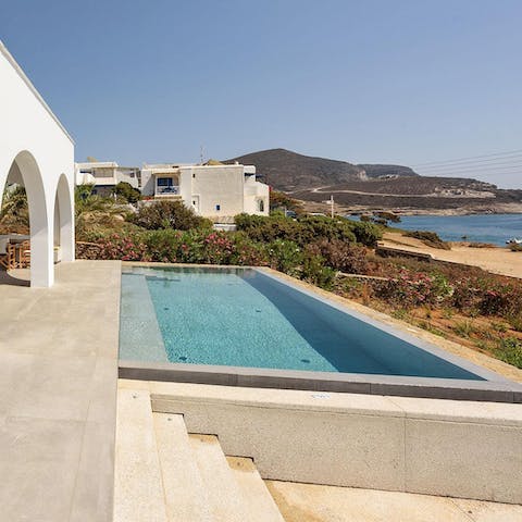 Dive into the private pool to beat the heat