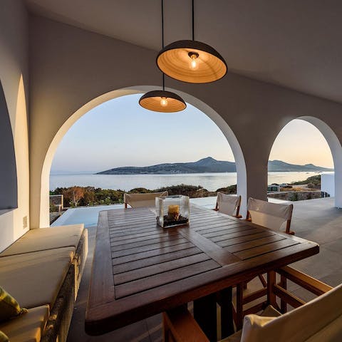 Drink in the delicious views of the sea from the veranda