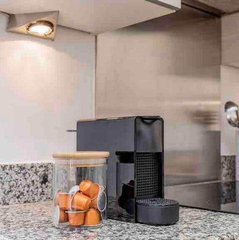 Wake up with a fresh cup of Nespresso coffee