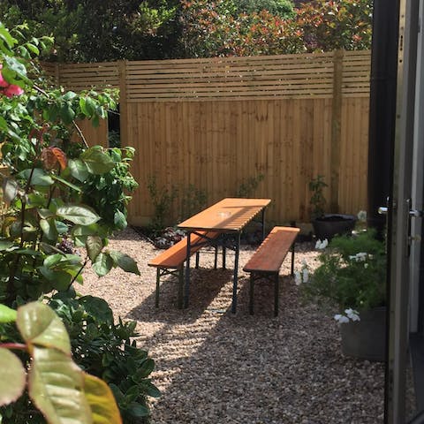 Step outside in the morning light to enjoy the tranquility of the garden