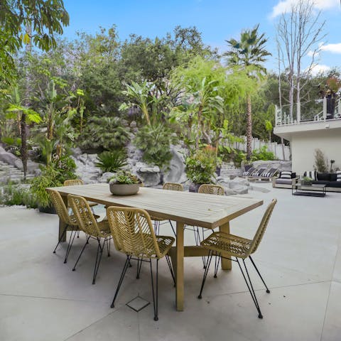 Take a break from fine dining and enjoy a family cookout in the leafy garden