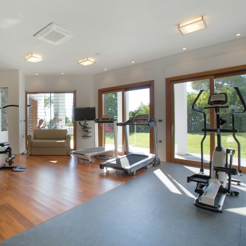 Break a sweat in the private gym and Turkish bath
