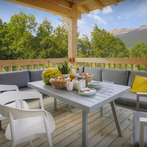 Admire mountain views from the terrace