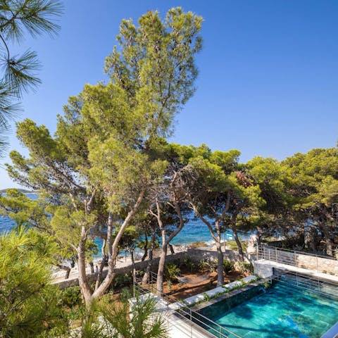 Dive into the heated pool to beat the heat