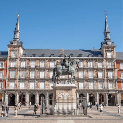 Stroll around the bustling Plaza Mayor before stopping for a coffee