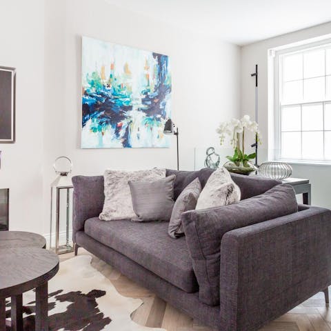 Cosy up on the plush sofa