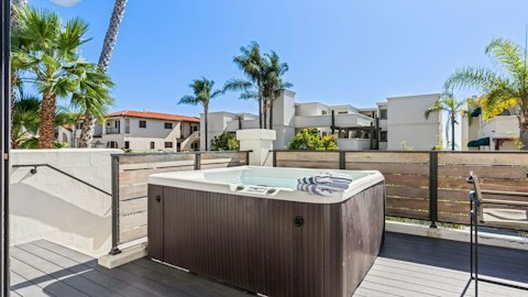 Soak your cares away in the private hot tub