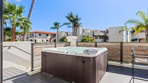 Soak your cares away in the private hot tub