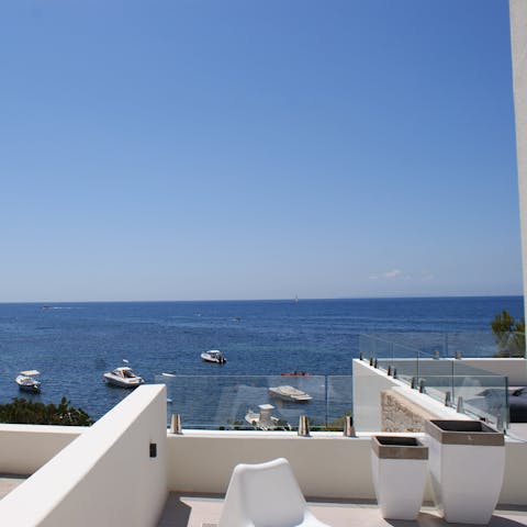 Enjoy the Mediterranean Sea views from the roof terrace