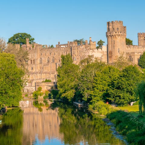 Hop in the car and visit Warwick Castle, around fifteen minutes away