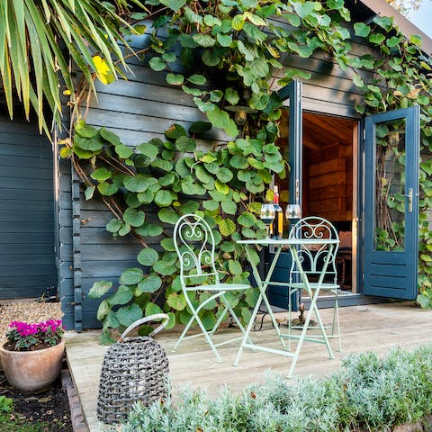 Pick fruit from the trees in the garden and enjoy on the home's patio