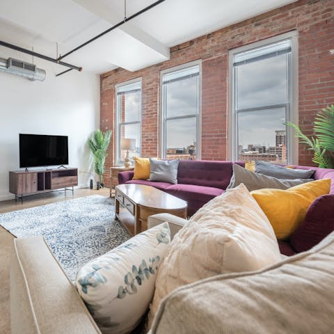 Relax in the loft-style living space
