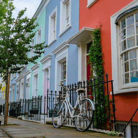 Explore colourful Notting Hill – a twenty-minute walk away