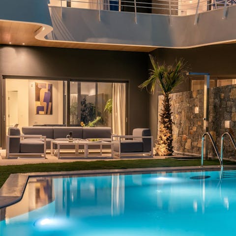 Sip cocktails on the terrace while the sun is setting