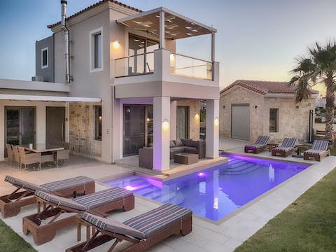 Make the most of the pool's colour-changing lights with an evening swim