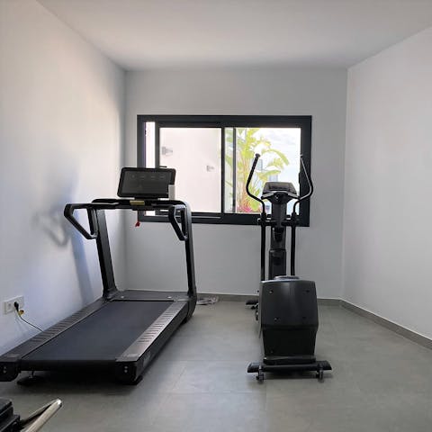 Keep up with your fitness routine in the on-site gym