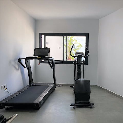 Keep up with your fitness routine in the on-site gym