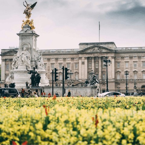 Start your sightseeing adventure with a stroll to Buckingham Palace