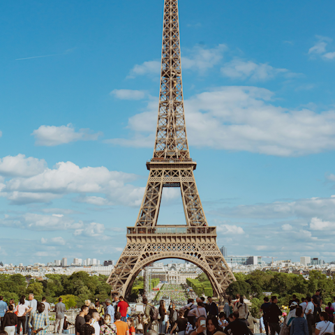 Catch the best view of the Eiffel Tower from Place du Trocadero, 20 minutes away