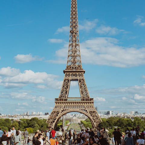 Catch the best view of the Eiffel Tower from Place du Trocadero, 20 minutes away