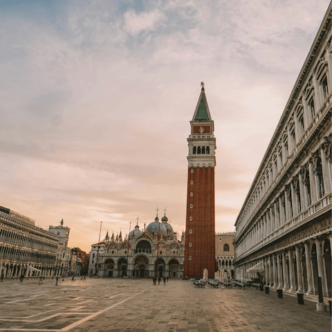 Take the vaporetto to St. Mark's Square in fifteen minutes