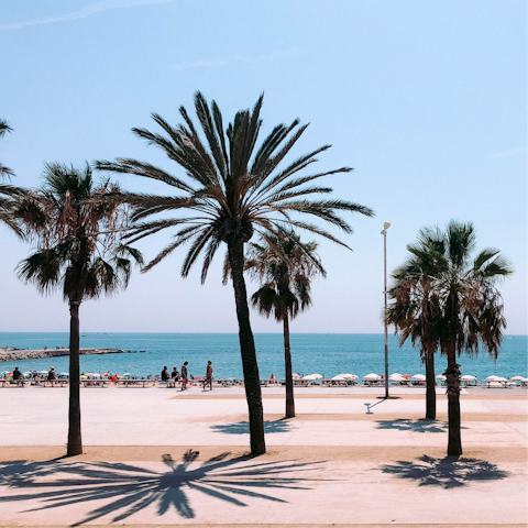 Hail a taxi to get to Barceloneta Beach in just twenty minutes