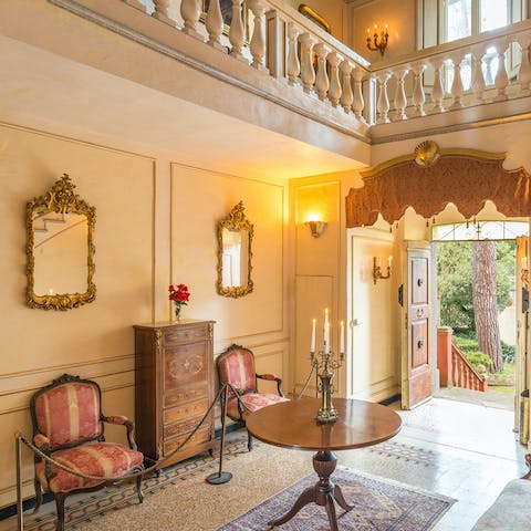 Enjoy the luxurious and antique decor throughout
