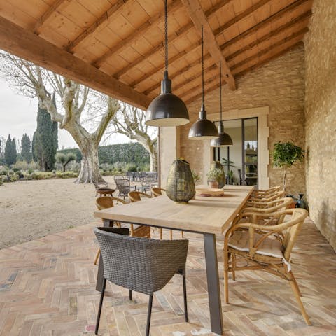 Dine al fresco on the covered terrace