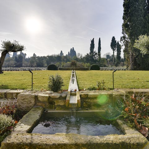 An elegant garden water feature
