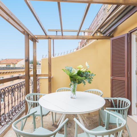 Enjoy a glass of Prosecco on the private terrace