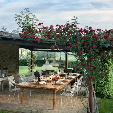 Savour delicious Italian meals served in the garden