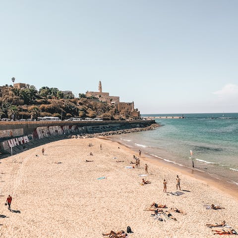 Spend time on Tel-Aviv's glorious sandy beaches, just a fifteen-minute walk from your door