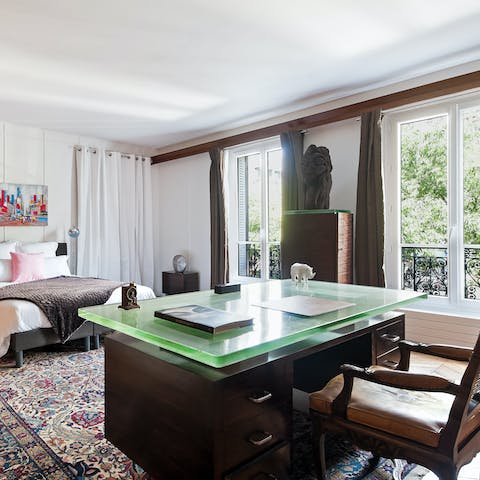 Catch up on emails at the handy desk in the main bedroom